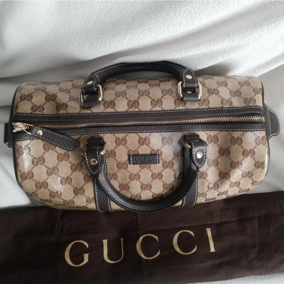 NWOT Authentic Gucci GG Monogram Supreme Crystal Joy Boston Satchel Bag - Picture 6 of 11